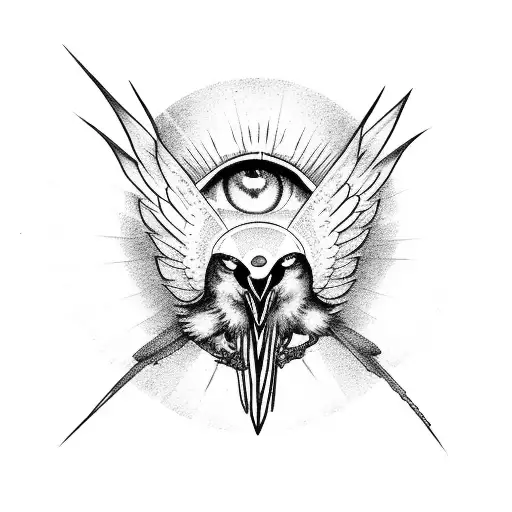 Sharigan Eye In Raven With Wings Spread