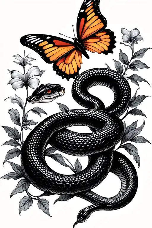 Snake And Butterfly Surrounded
