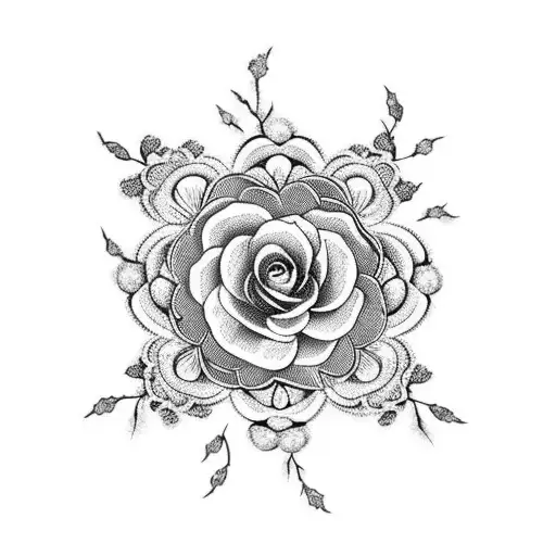 Floral Bouquet Intertwined With Intricate Nail Designs