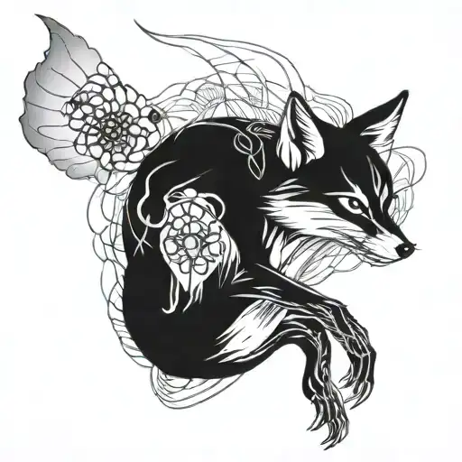 Japanese Fox Playing With Spider