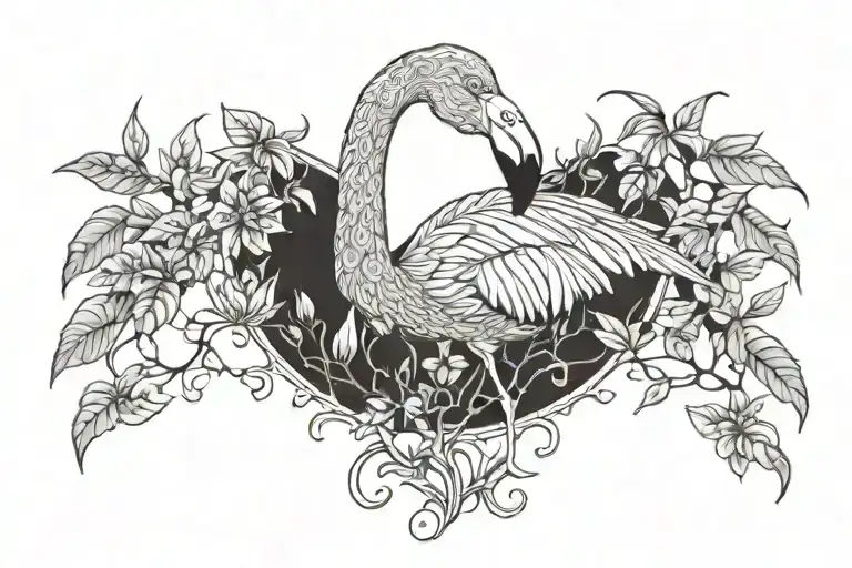 Flamingo Surrounded By Vines