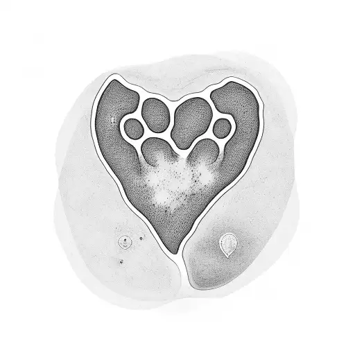 A Blackwork Tattoo Of A Dog Paw Intertwined With A Heartbeat Line