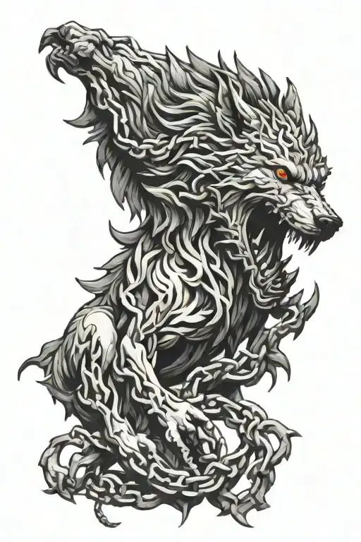 Fenrir Wolf Breaking Chains