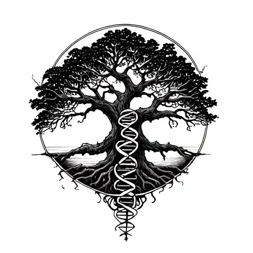 Death Tree Of Life And Dna Double Helix