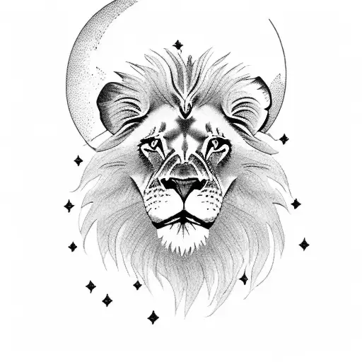 A Majestic Lion Howling At The Moon