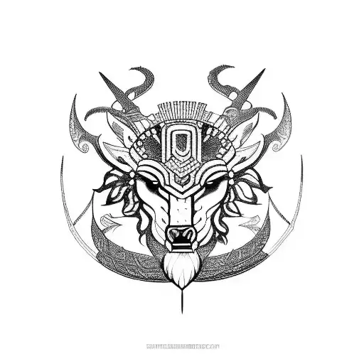 Combine Elements Of Aztec And Norse Mythology In A Blackwork Style