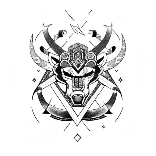 Combine Elements Of Aztec And Norse Mythology In A Blackwork Style