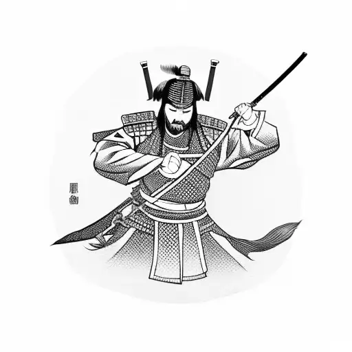 Japanese Samurai Holding Katana