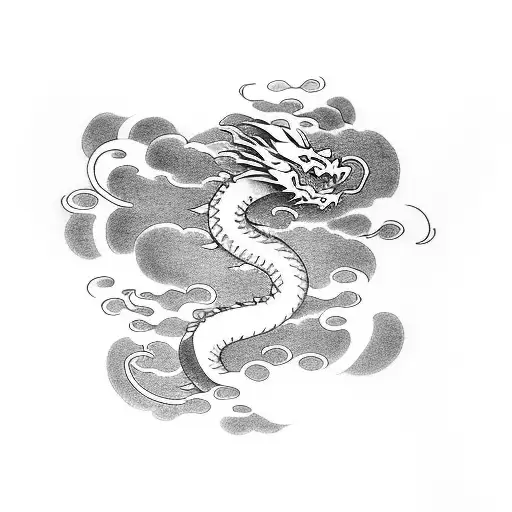 Dragon With Japanese Clouds Irezumi Style For Forearm