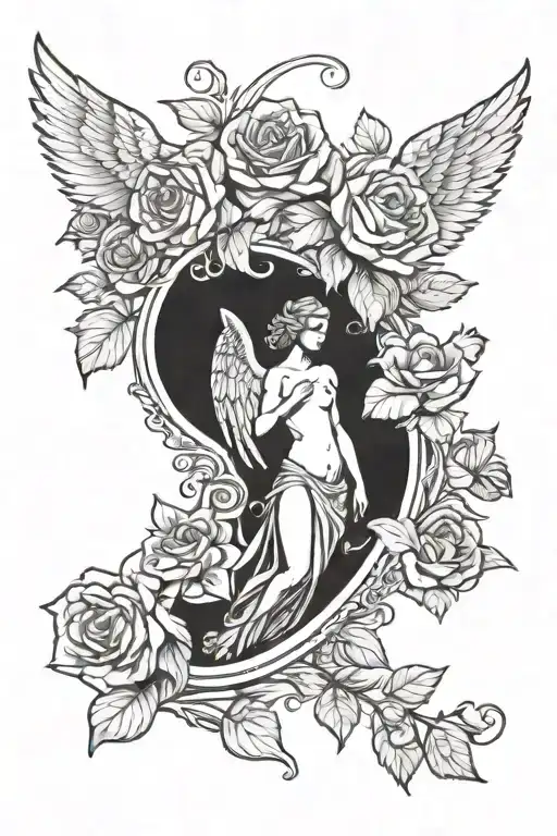 Angel And Roses Growing