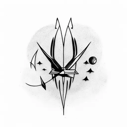 Phases Of The Moon With Arrow And Bat Wings