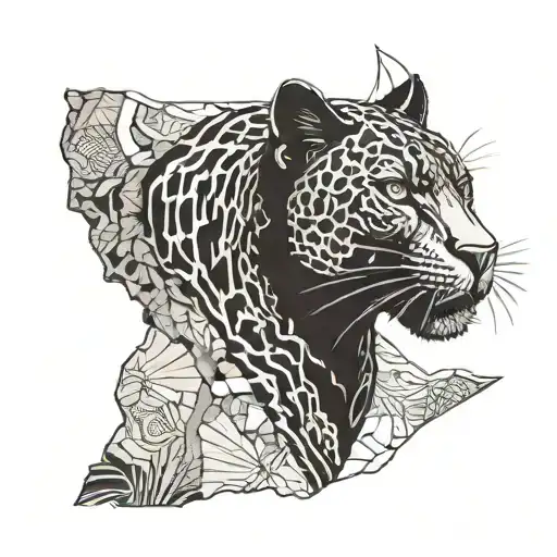 A Black Panther Coming Out Of African Map