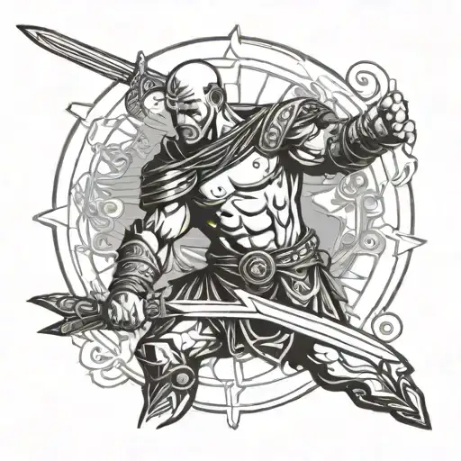 Cena Warrior Wielding A Sword