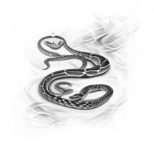 A Snake Surrounding Feather