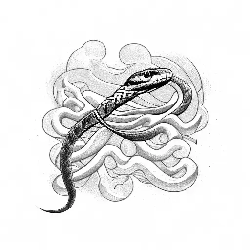 A Snake Surrounding Bird Feather