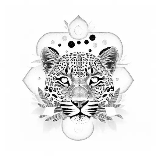 A Meditating Leopard Surrounded By Lotus Flowers