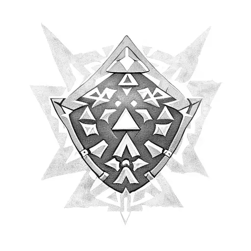The Legend Of Zelda Triforce With The Master Sword In Between