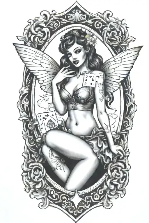 Pinup Fairy Modern Holding Deck Of Cards