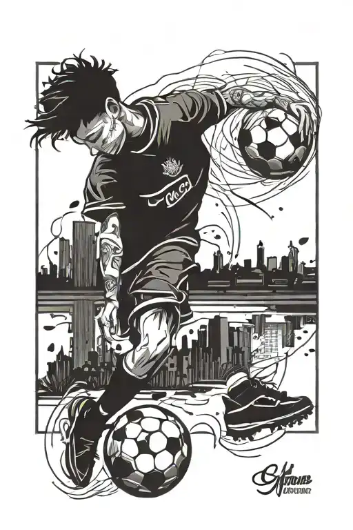 Boy Playing Soccer And A Motivational Phrase