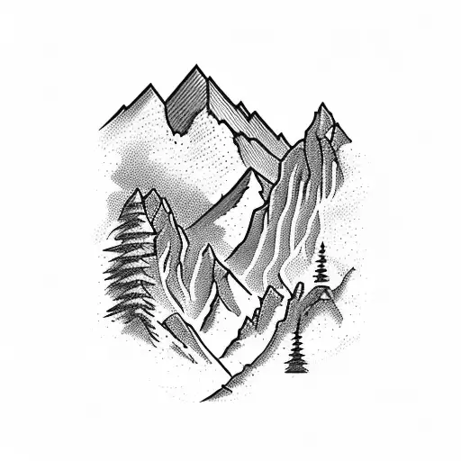 A Majestic Mountain Range With A Hidden Hiking Trail Leading Towards The Peak