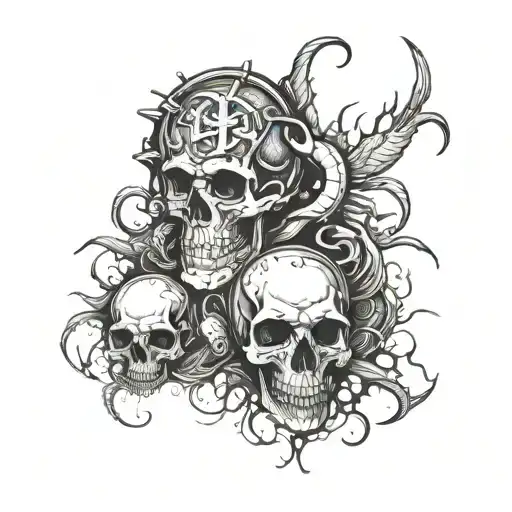 Create A Tattoo Of An Emt Symbol Surrounded By Scorpions And Skulls For A Bold And Meaningful Design