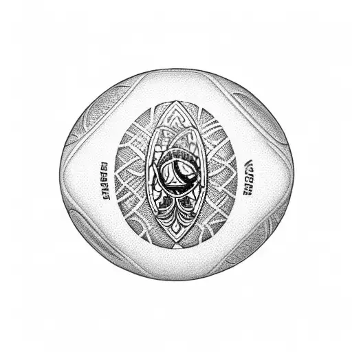 A Rugby Ball Wrapped In A Rosary With A Backdrop Of A Lebanese Cedar Tree