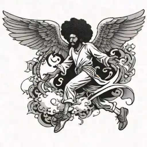 A Afroman Angel Flying Towards