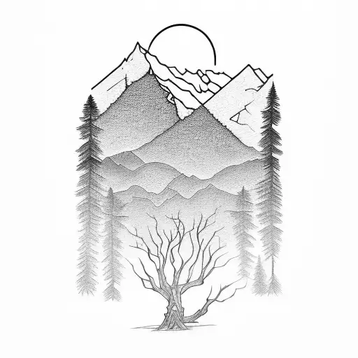 Doug Tree With Mountains