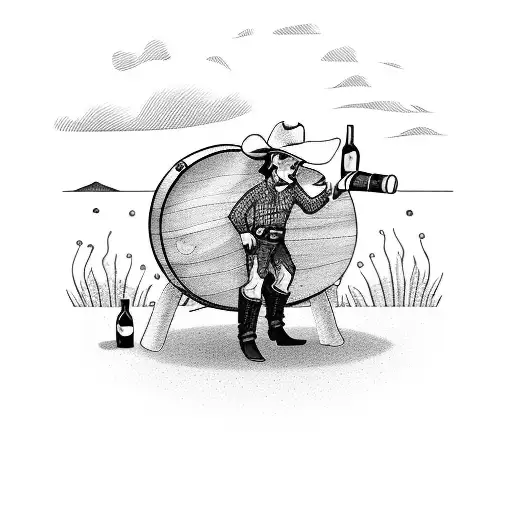 Cowboy Riding A Wine Barrel