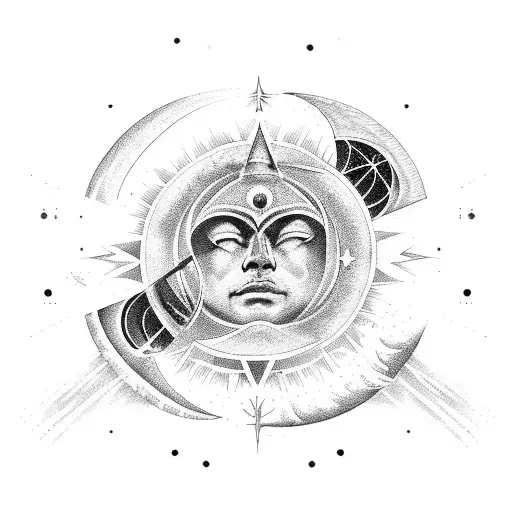 Celestial Battle Between The Sun And Moon