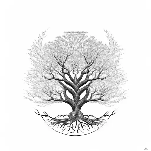 An Abstract Representation Of A Family Tree With Roots And Branches Intertwining