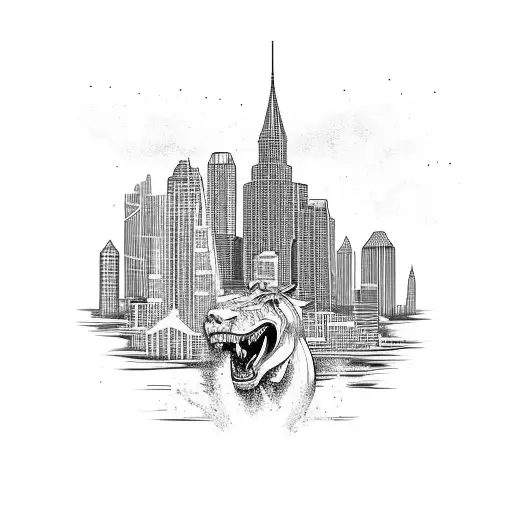 A Roaring White Ford Mustang Speeding Through A City Skyline