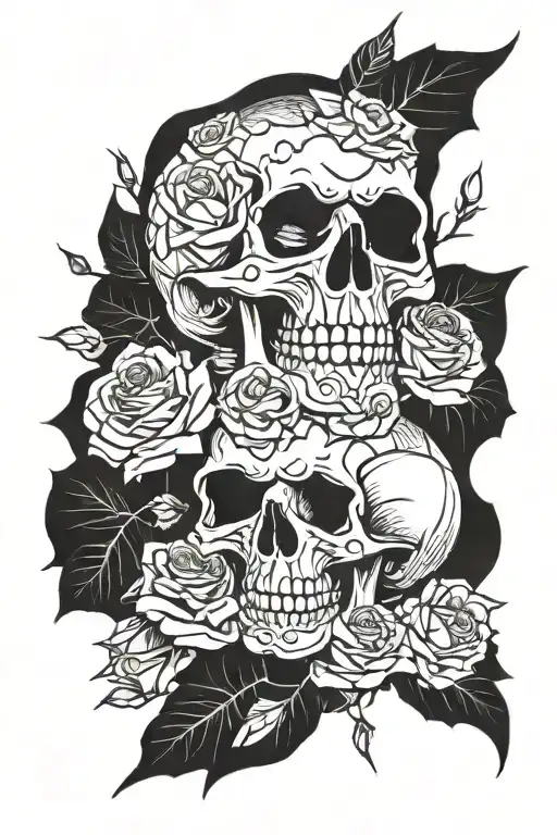 Skull And Roses Climbing To The Top