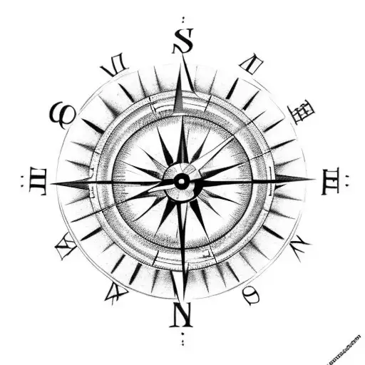 Half Compass And Half Clock With Ink Dropped Background