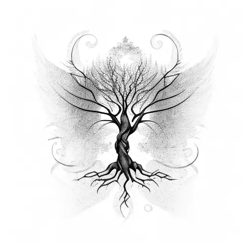 Wings Tree With Tribal Roots