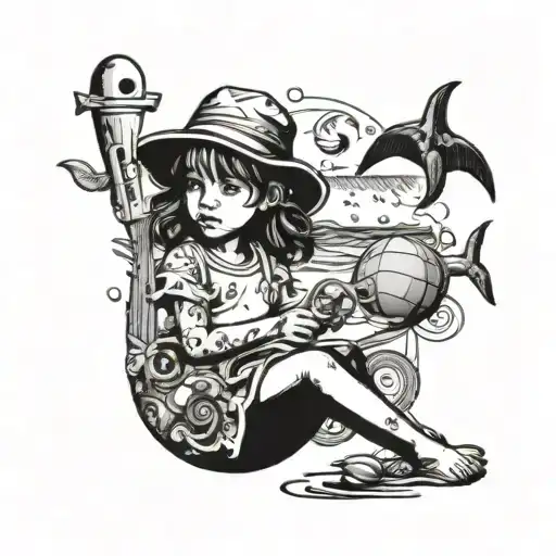 A Whimsical And Colorful Portrait Of Your Daughter Playing With Beach Toys At The Shore