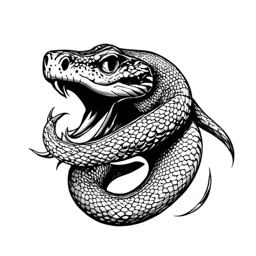 The Head Of The Snake In Full-face In The Style Of Non-treable