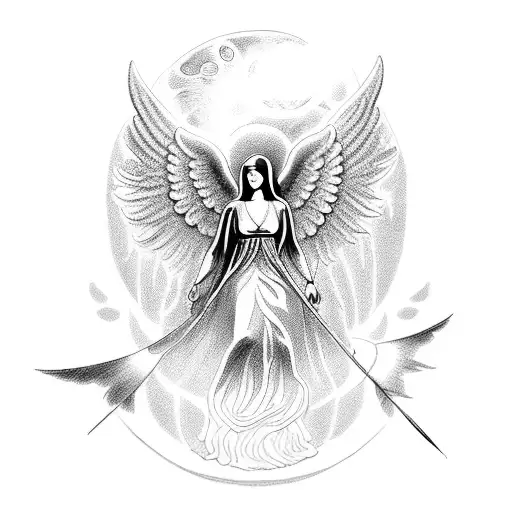 Guardian Angel With Moon Back