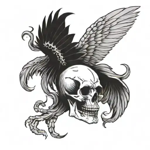 Skull With Hellish Wings Spread