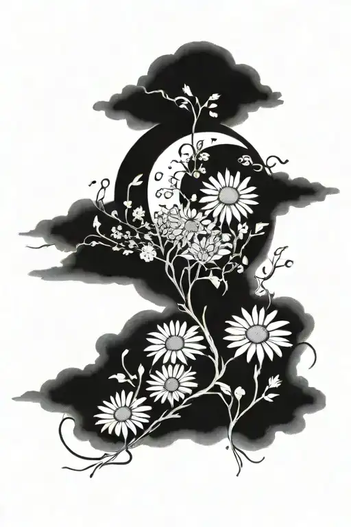 A Moon With Daisys Going Through It