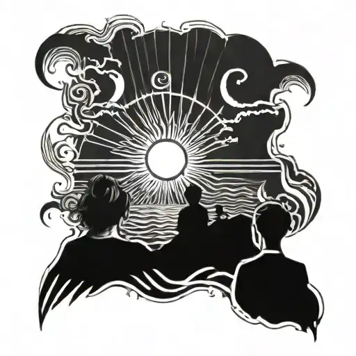 4 People Looking Into Sun Setting