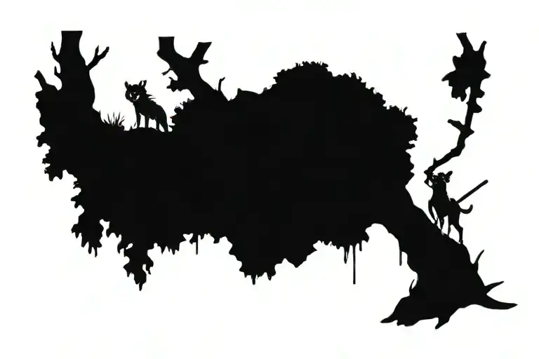 Fallen Tree With Kodamas From Princess Mononoke Waldgeister