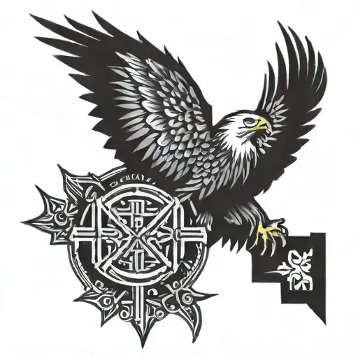 In Memory Roman Numerals Eagle Cross