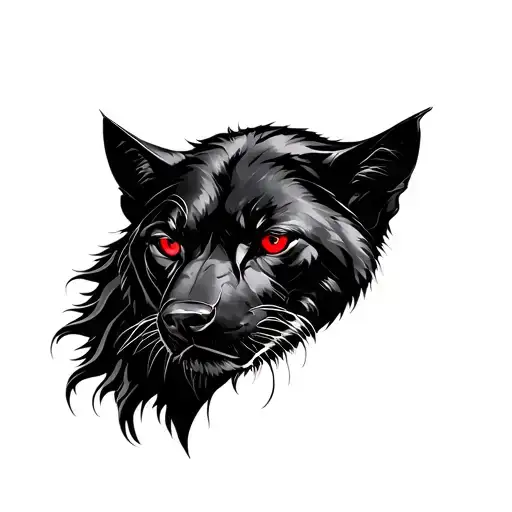 Black Panther Red Eyes And Black Wolf