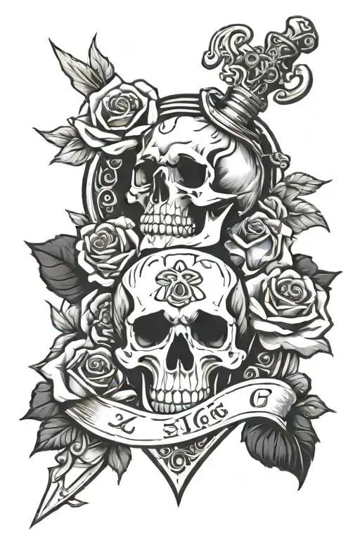 Dial Coat Of Arms Irish Rose Daggers And Skull