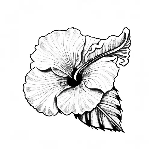 Hibiscus Flower And Palm Tree