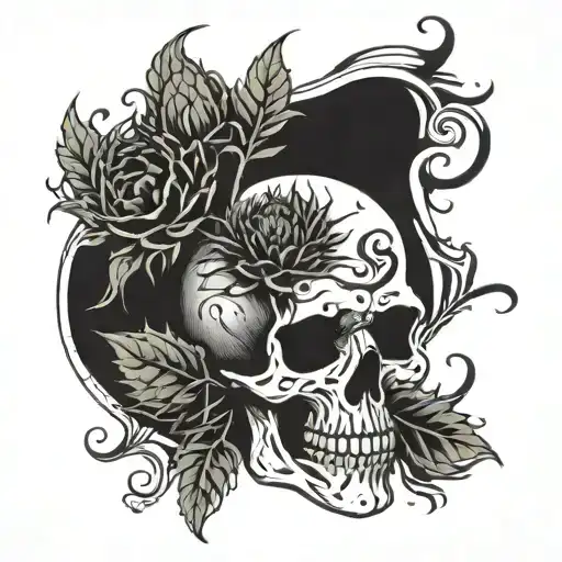 Skull With Scottish Thistle Growing From It The Path Of Life