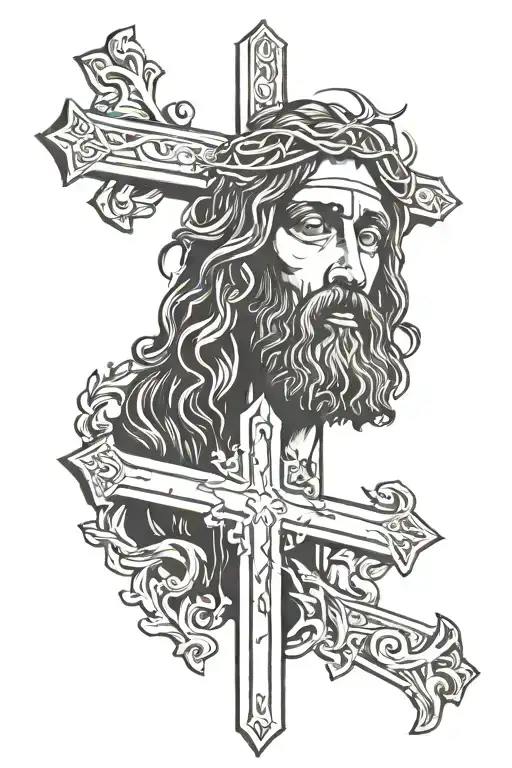 Jesus Face And Cross