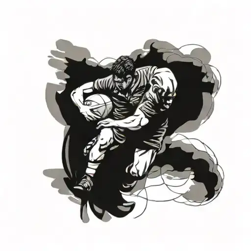 Kid Playing Rugby With His Father As A Coach In The Background