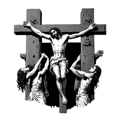 Jesus And The Thieves Crucified